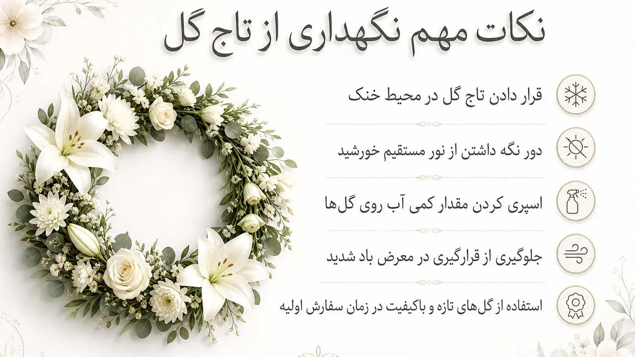 نکات مهم نگهداری تاج گل ترحیم نکات مهم نگهداری تاج گل ترحیم
